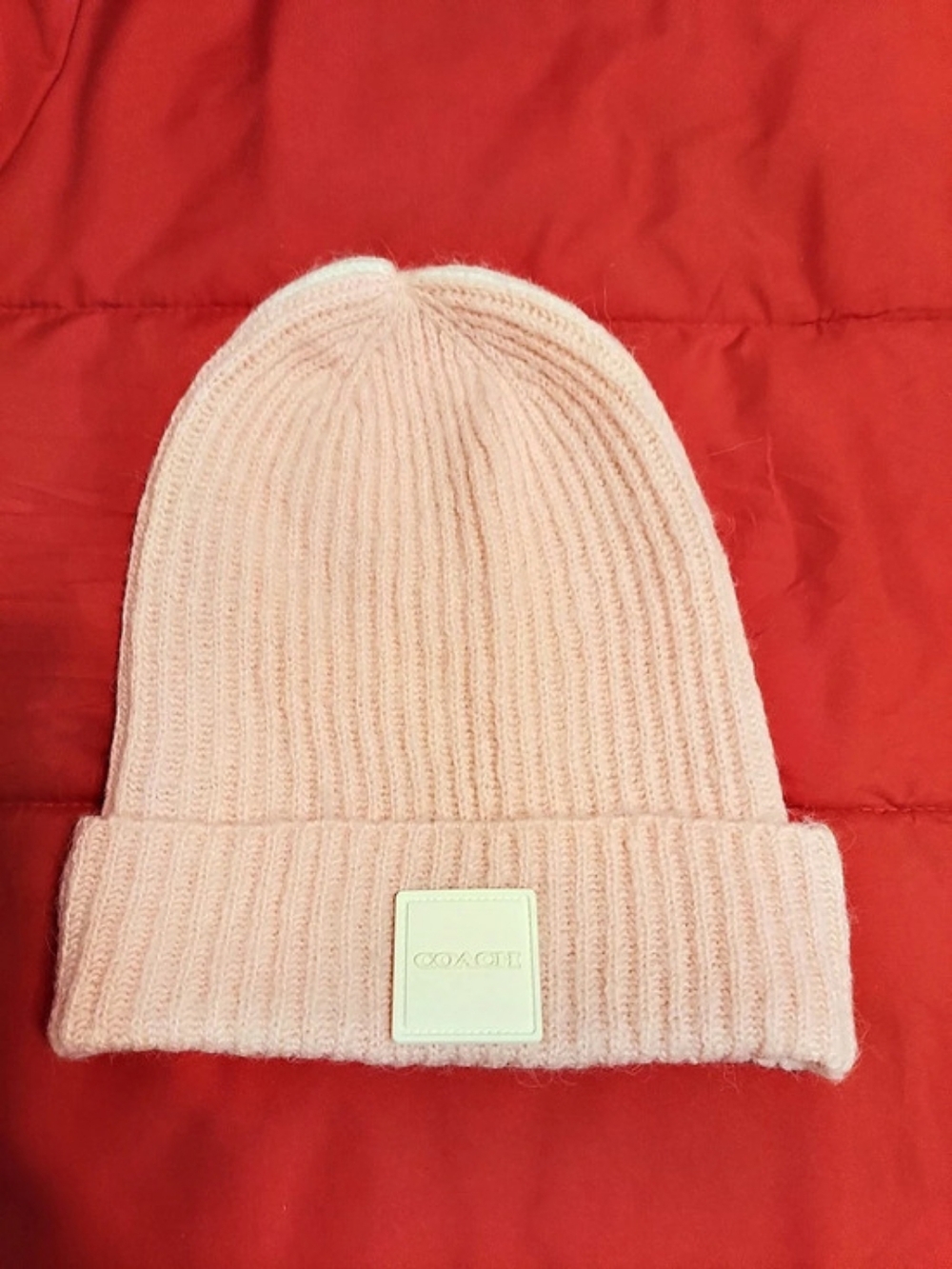 Coach Reversible Signature Beanie Pink & Cream NWOT